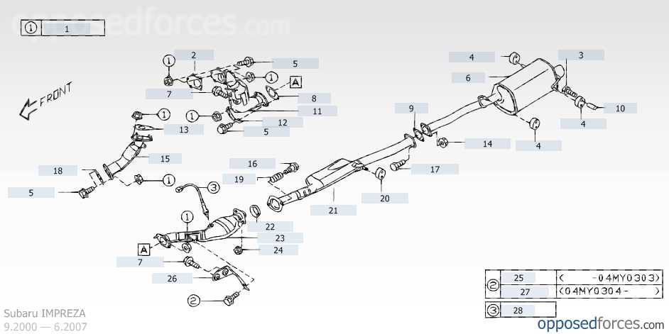 subaru exhaust parts diagram