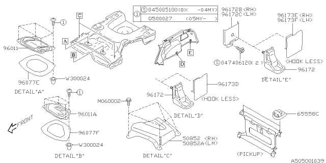 subaru outback body parts diagram