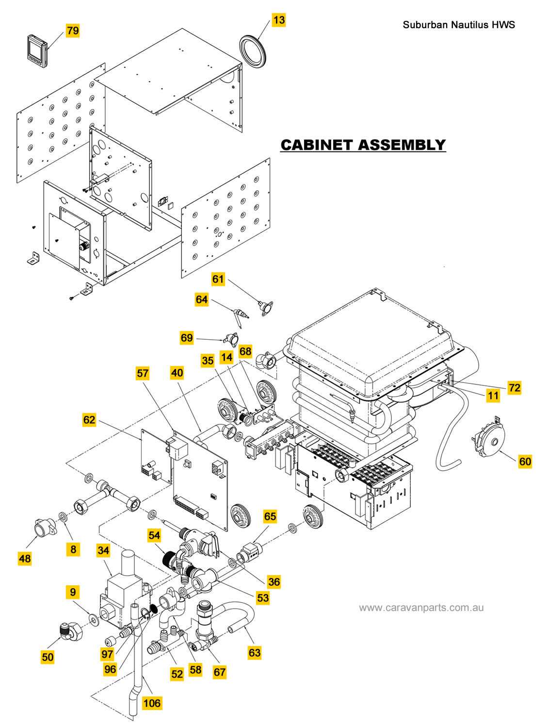 suburban water heater parts diagram