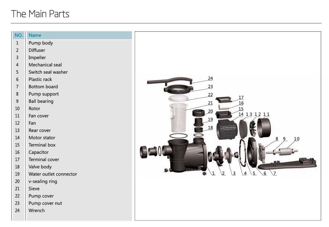 swimming pool pump parts diagram