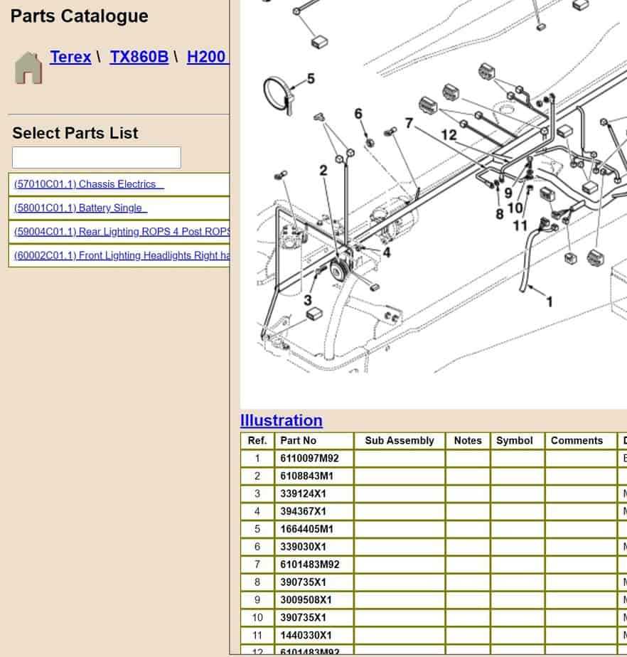 terex parts diagram