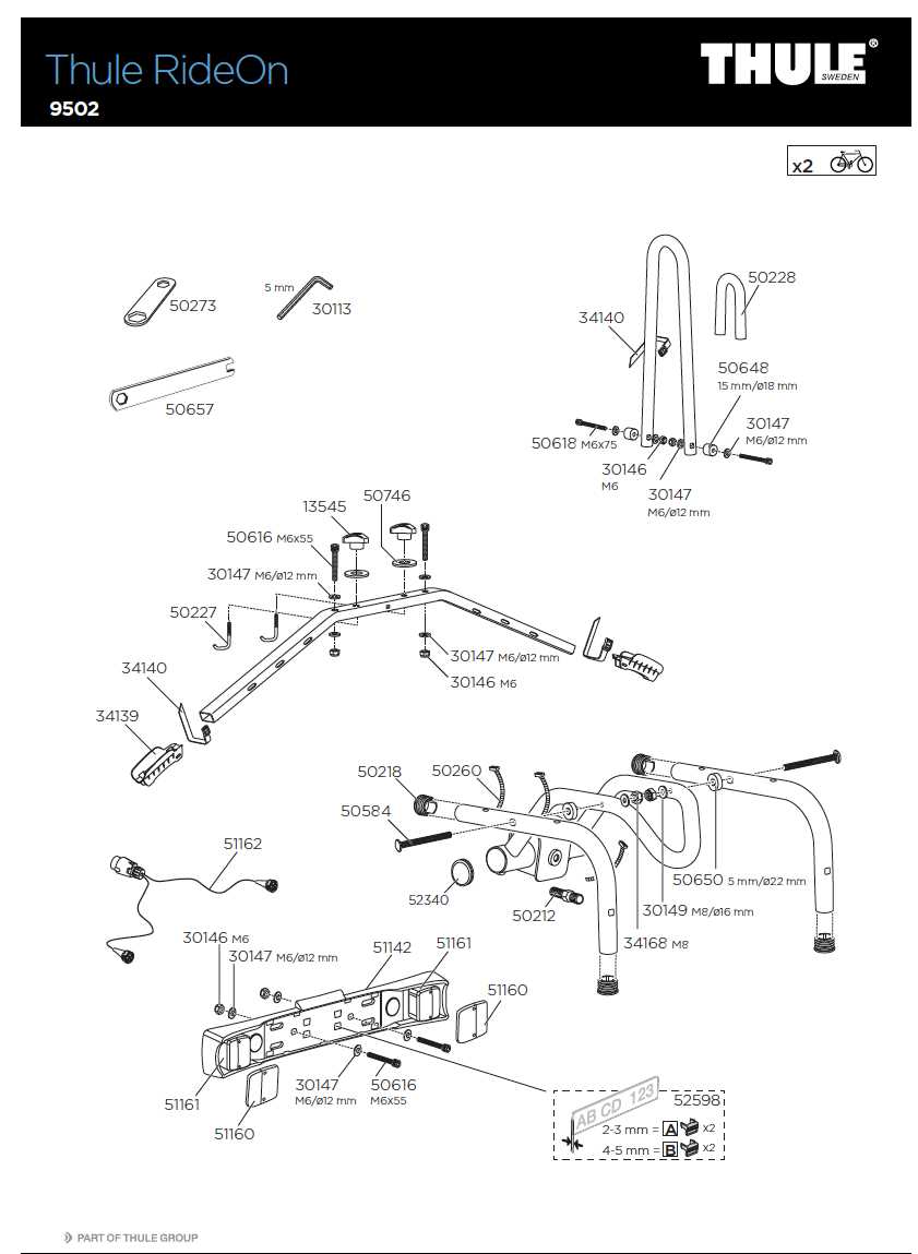 thule bike rack parts diagram