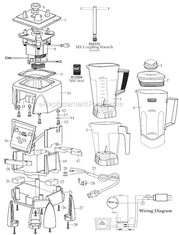 waring blender parts diagram