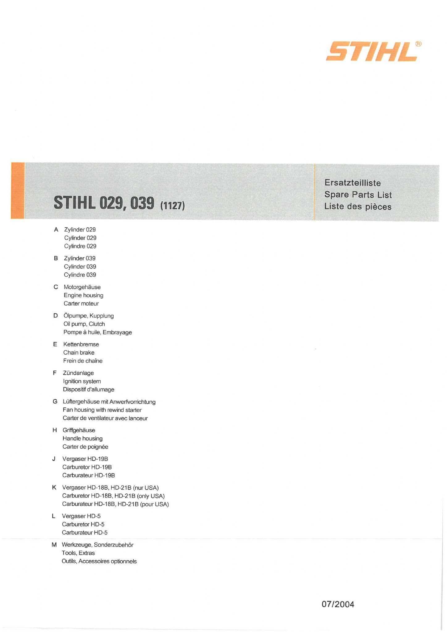 stihl chainsaw diagrams parts