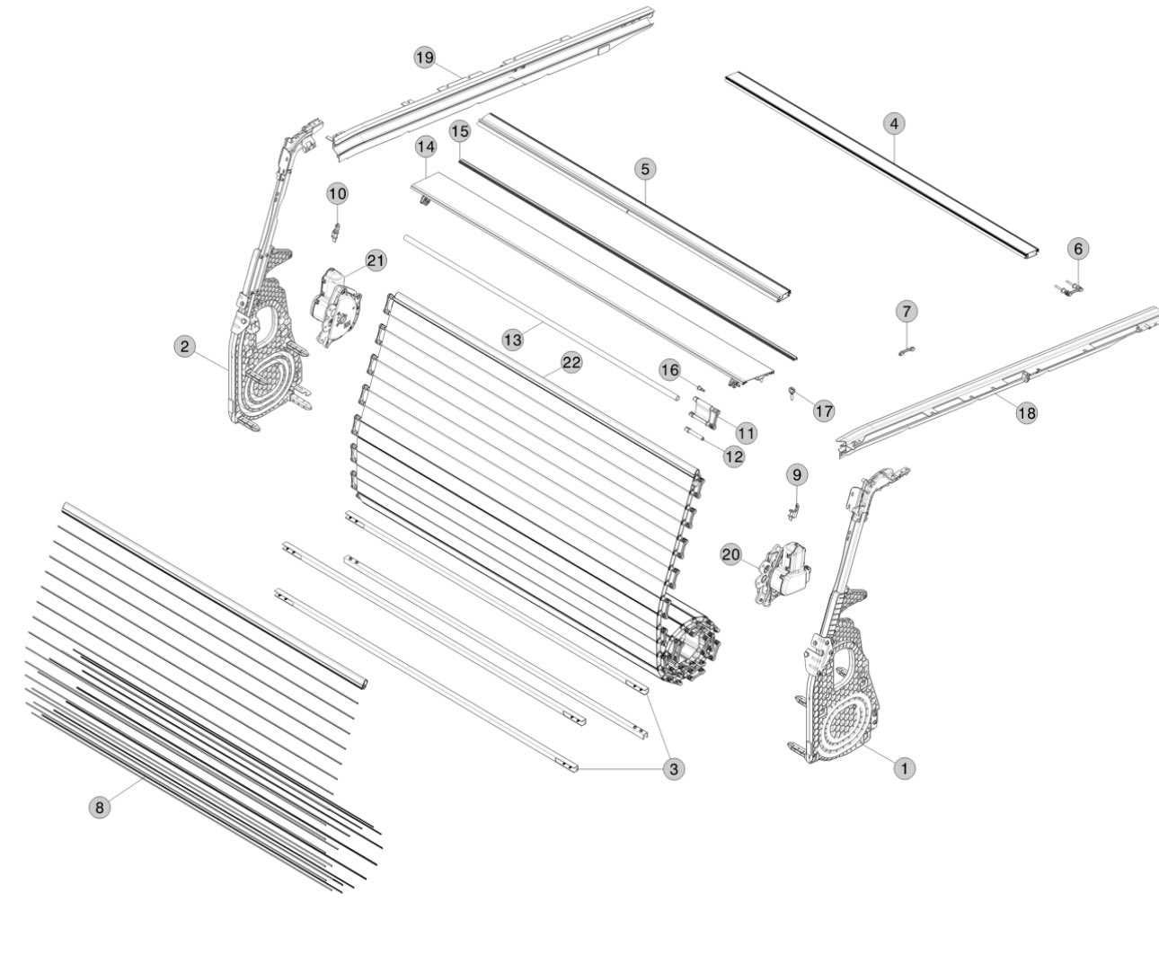 tonneau cover parts diagram