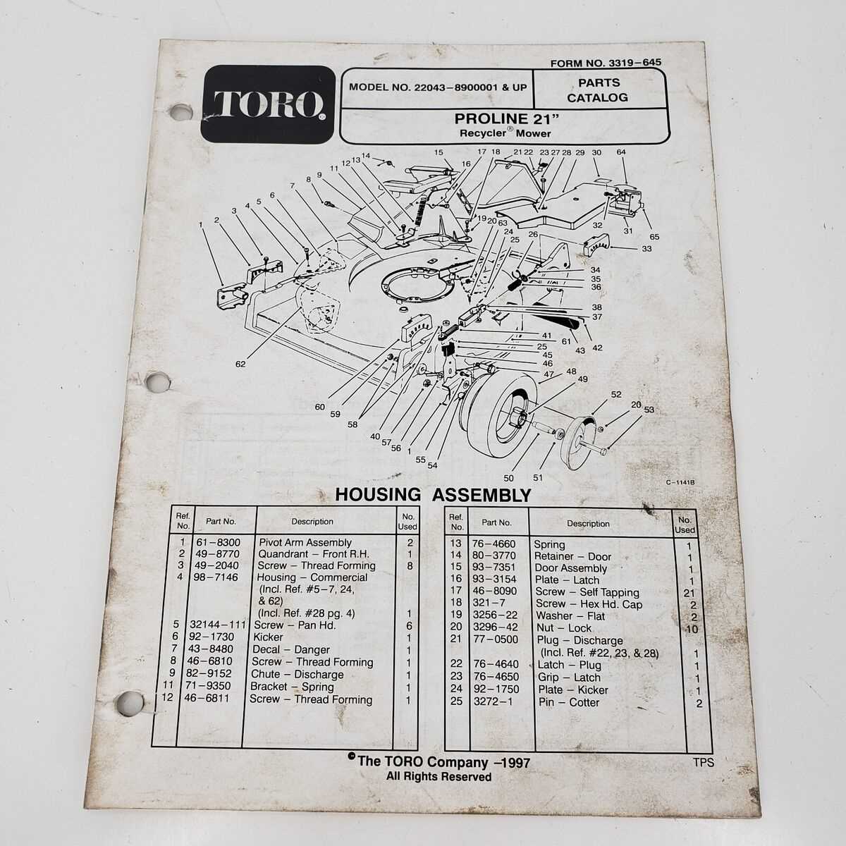 toro lawn mower diagram parts