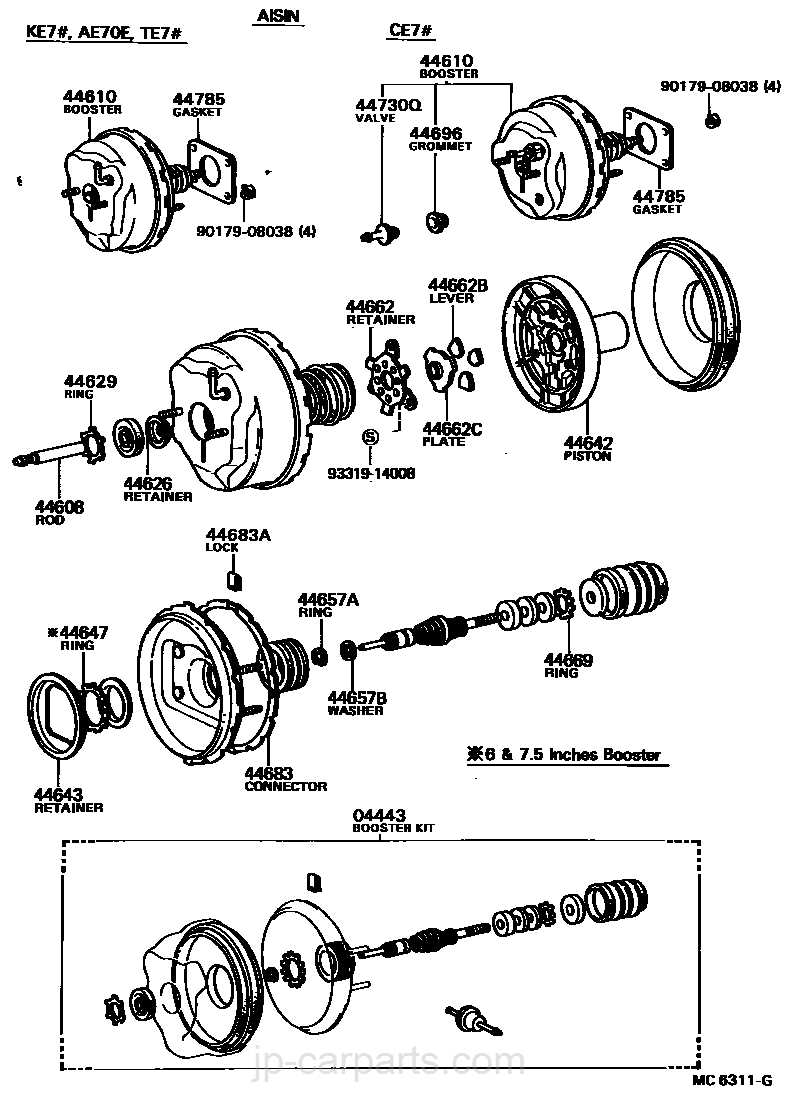 toyota brake parts diagram