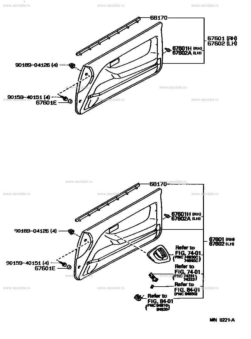 toyota corolla door parts diagram