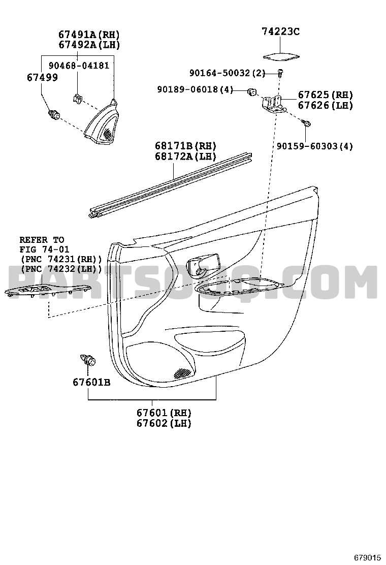 toyota corolla door parts diagram