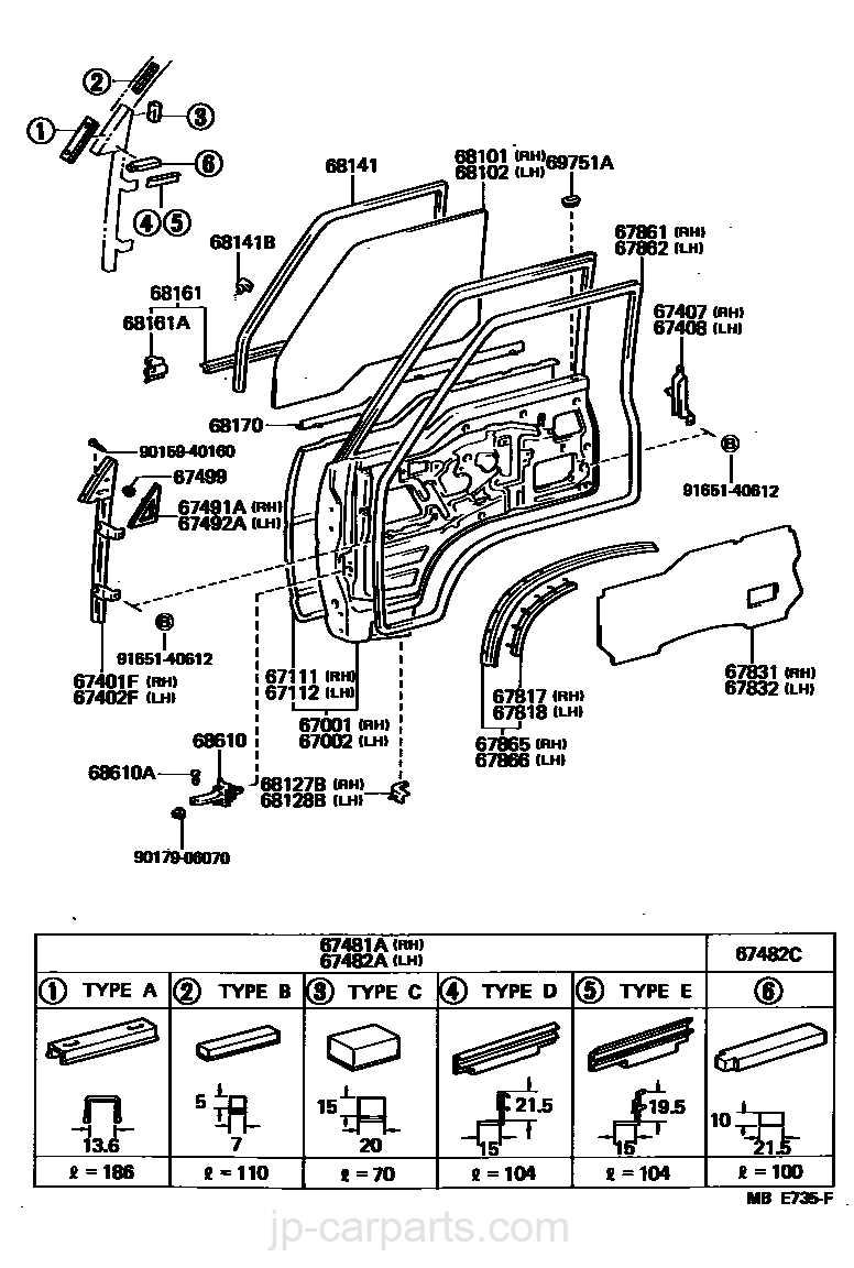 toyota door parts diagram