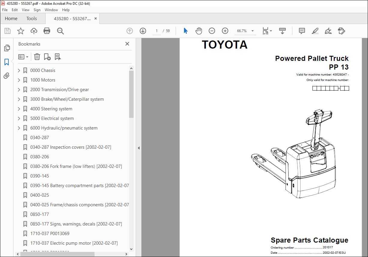 toyota pallet jack parts diagram