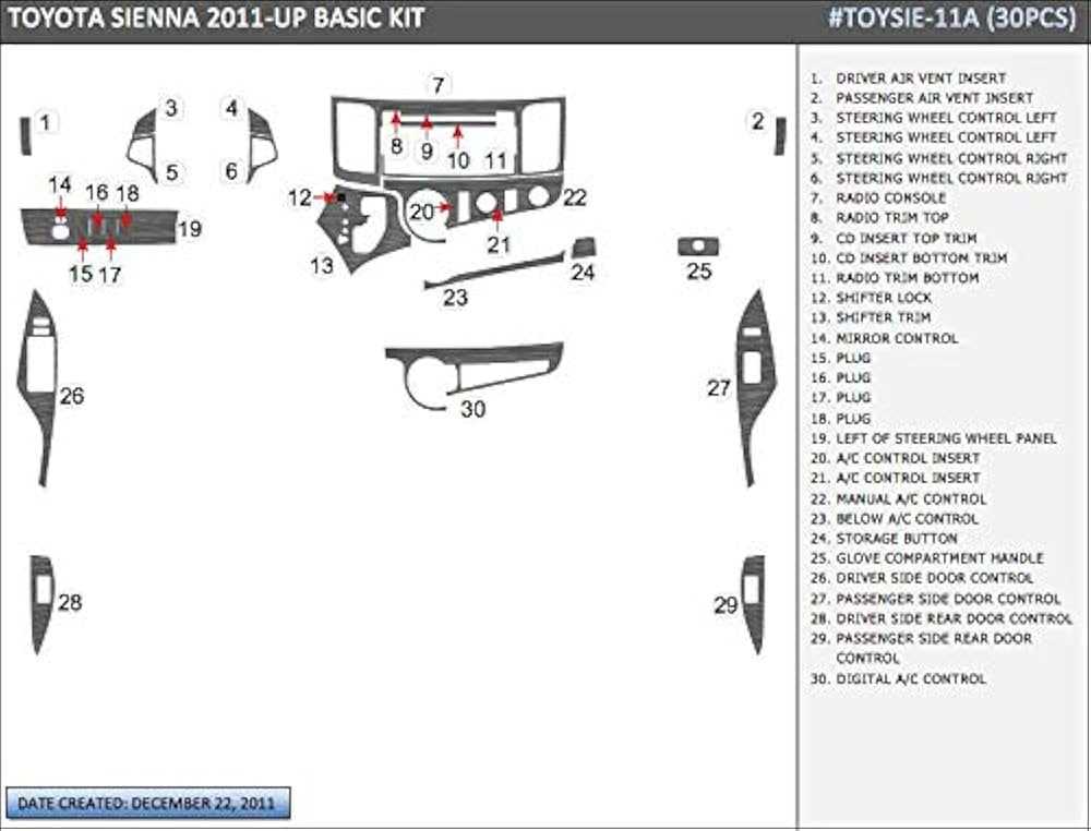 toyota sienna 2011 parts diagram