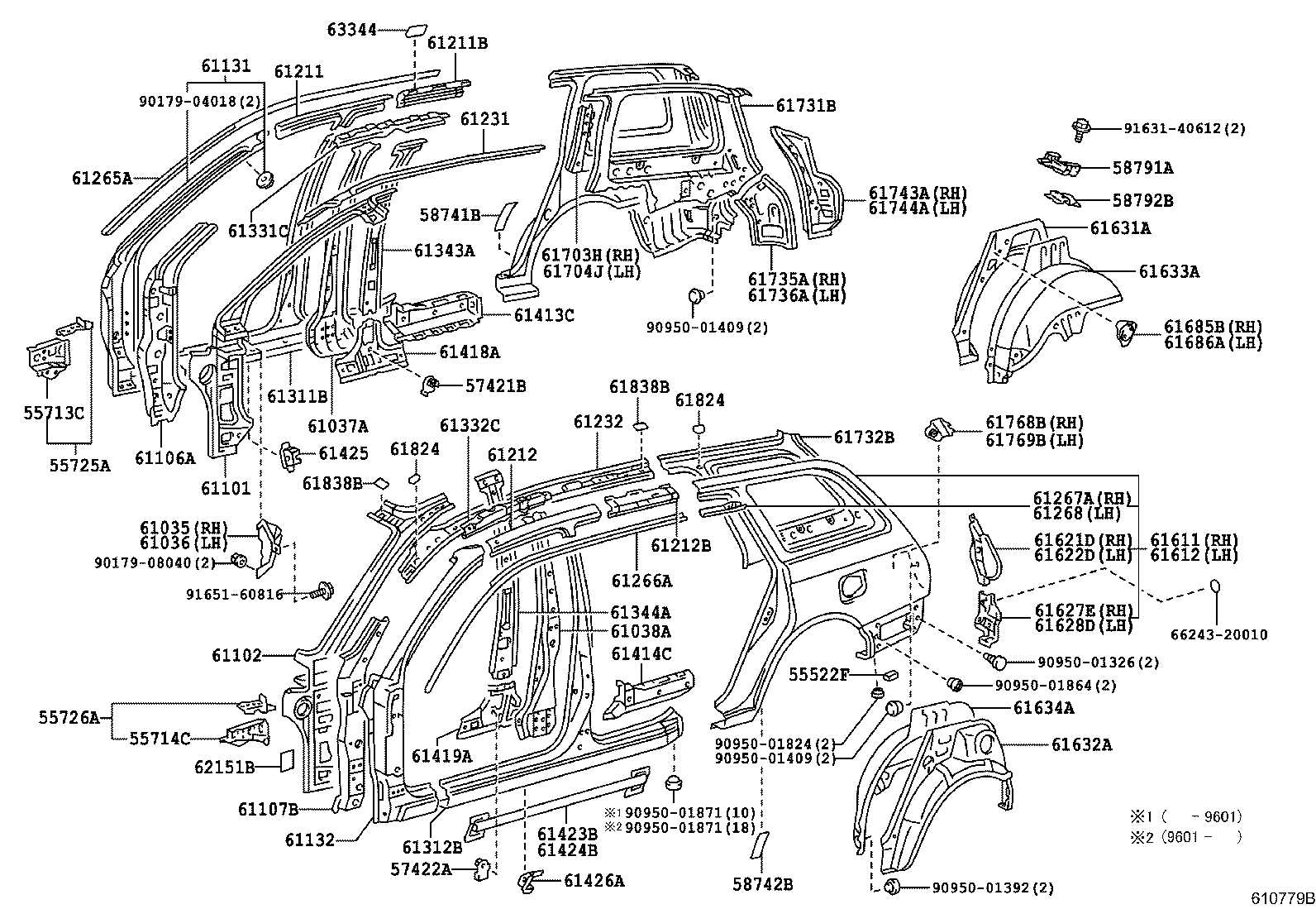 toyota sienna body parts diagram