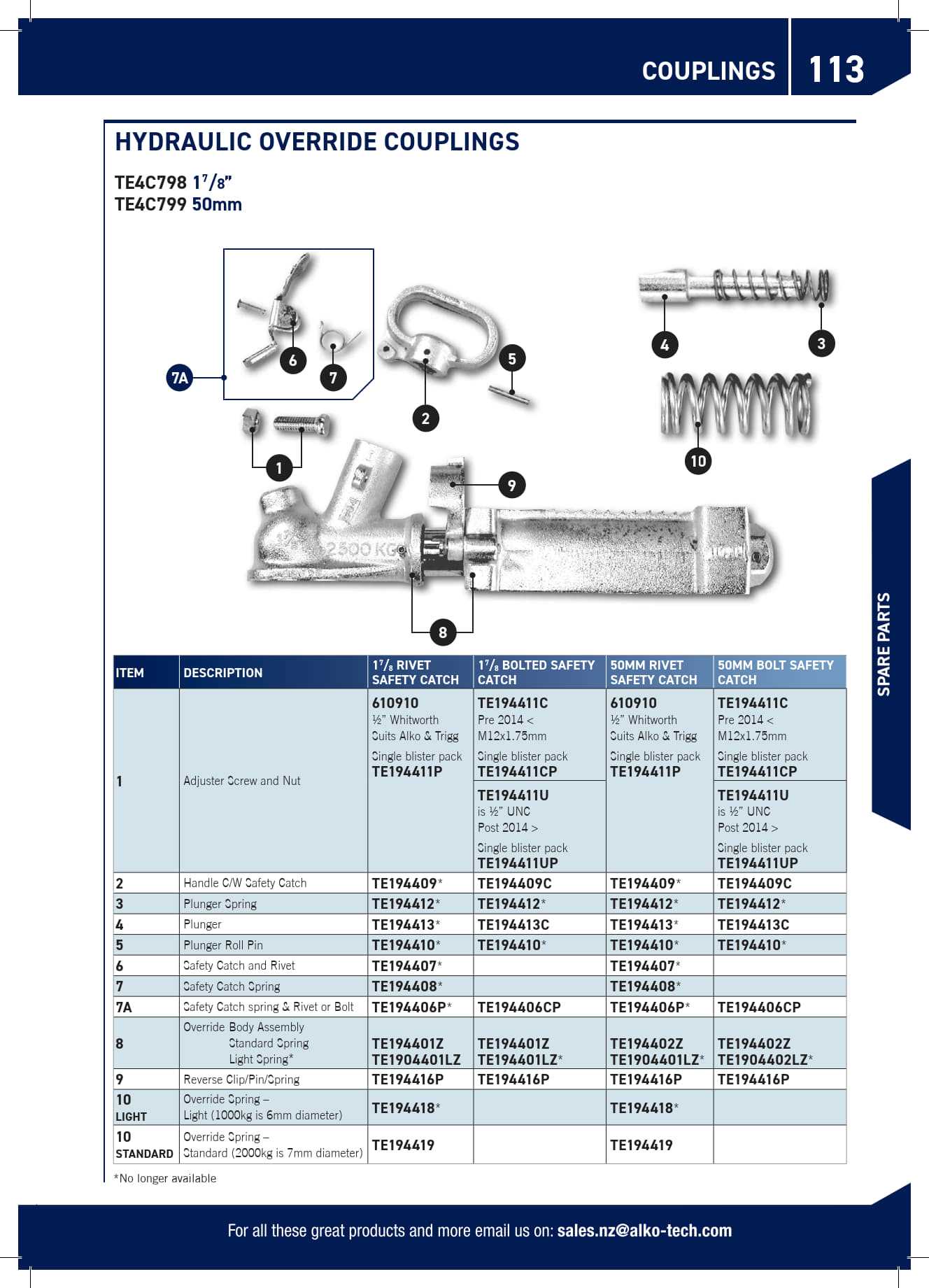 trailer coupling parts diagram