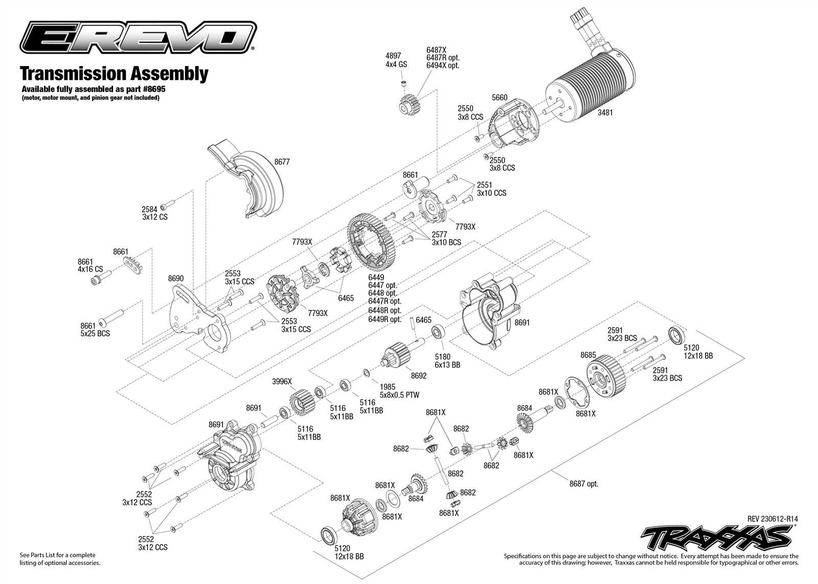 traxxas e revo brushless parts diagram