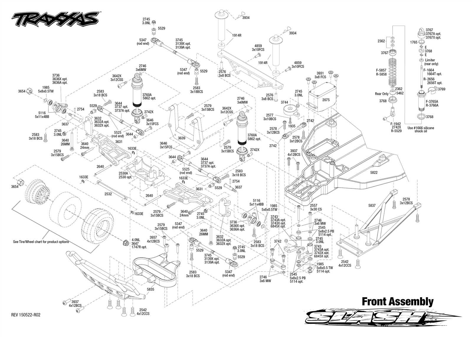 traxxas slash 2wd parts diagram front