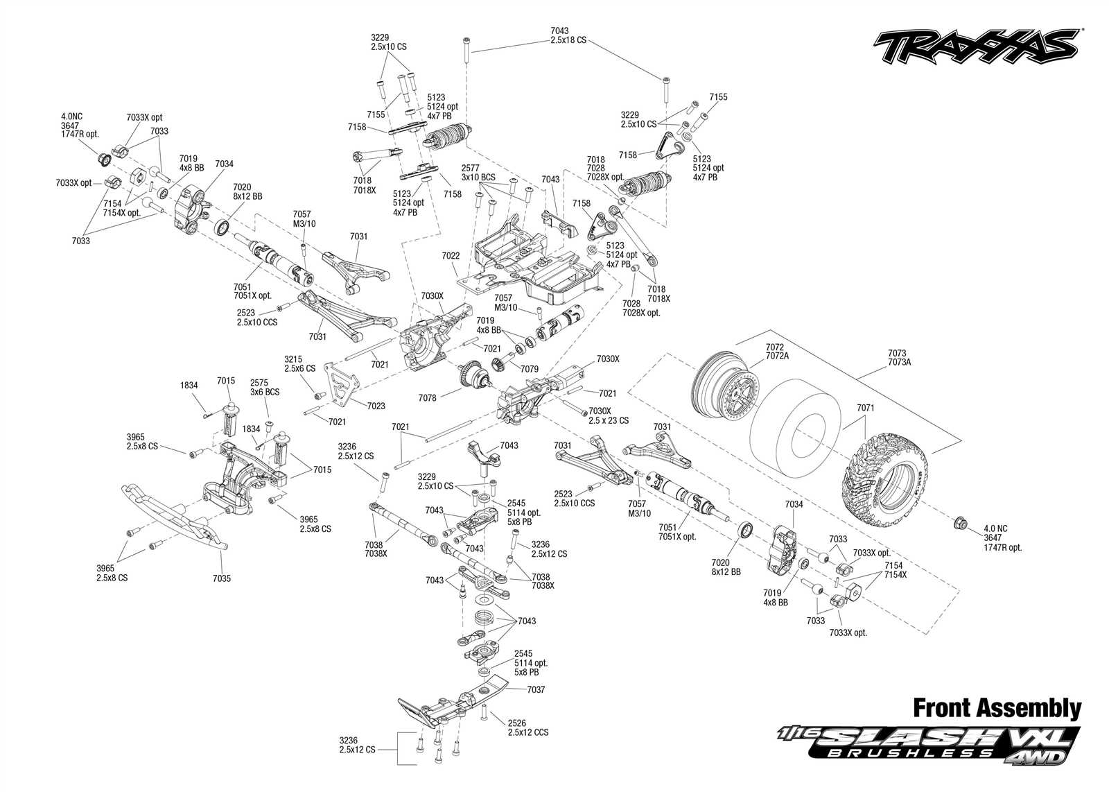 traxxas slash 2wd parts diagram front