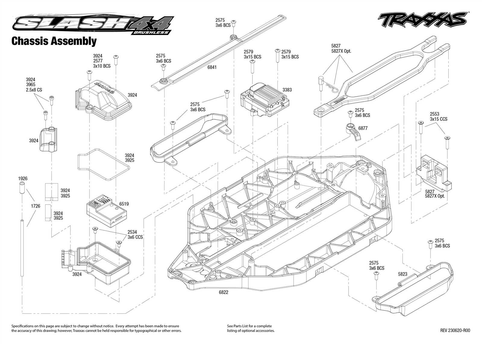 traxxas slash 4x4 1 10 parts diagram