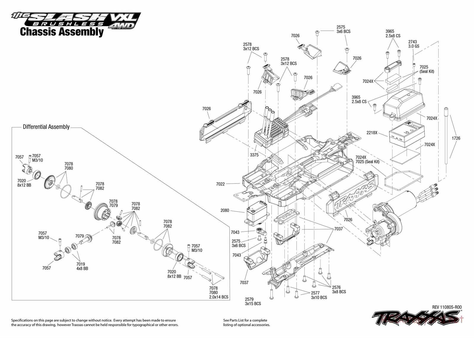 traxxas slash 4x4 vxl parts diagram