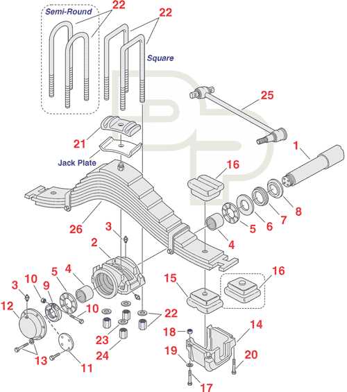 truck rear suspension parts diagram