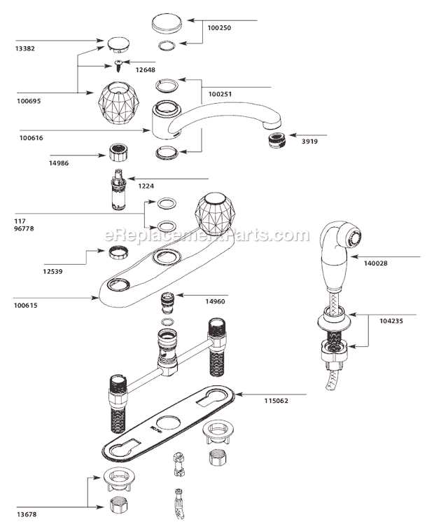 two handle kitchen faucet parts diagram