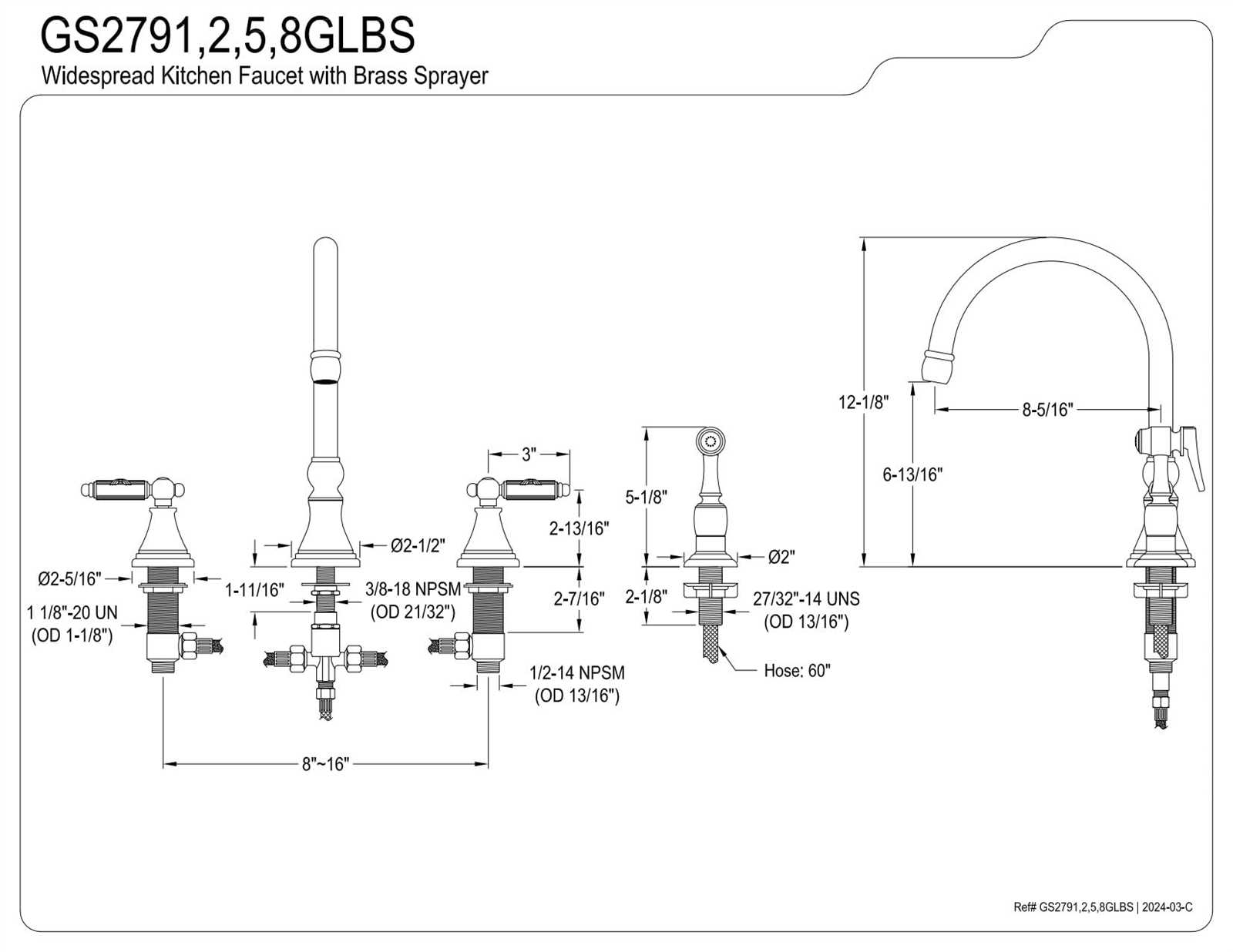 two handle kitchen faucet parts diagram