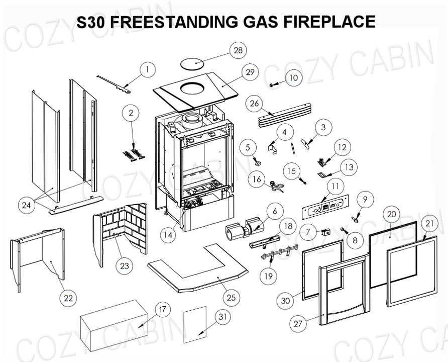 parts of fireplace diagram