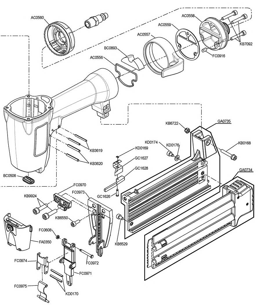 porter cable brad nailer parts diagram