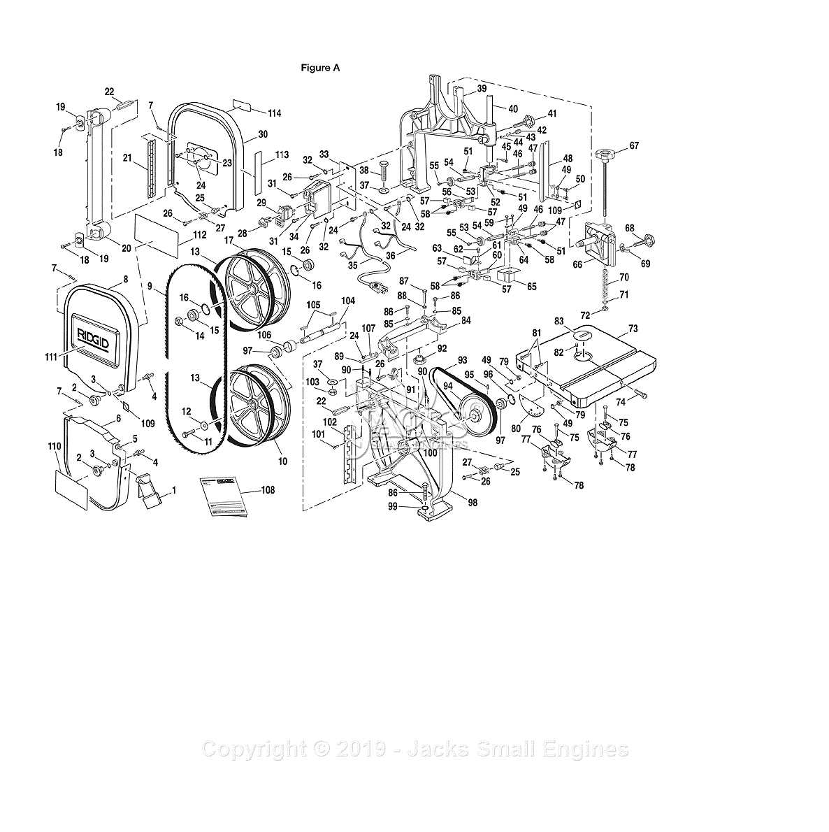 ryobi band saw parts diagram