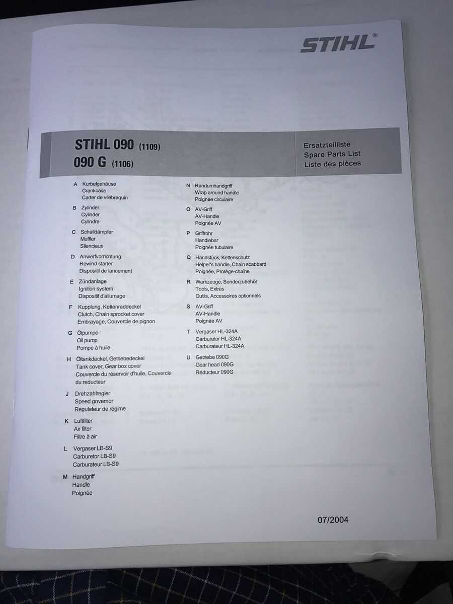 stihl 090 parts diagram