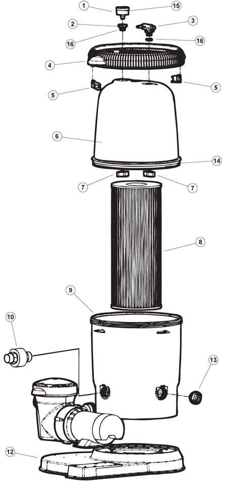 pool filter parts diagram