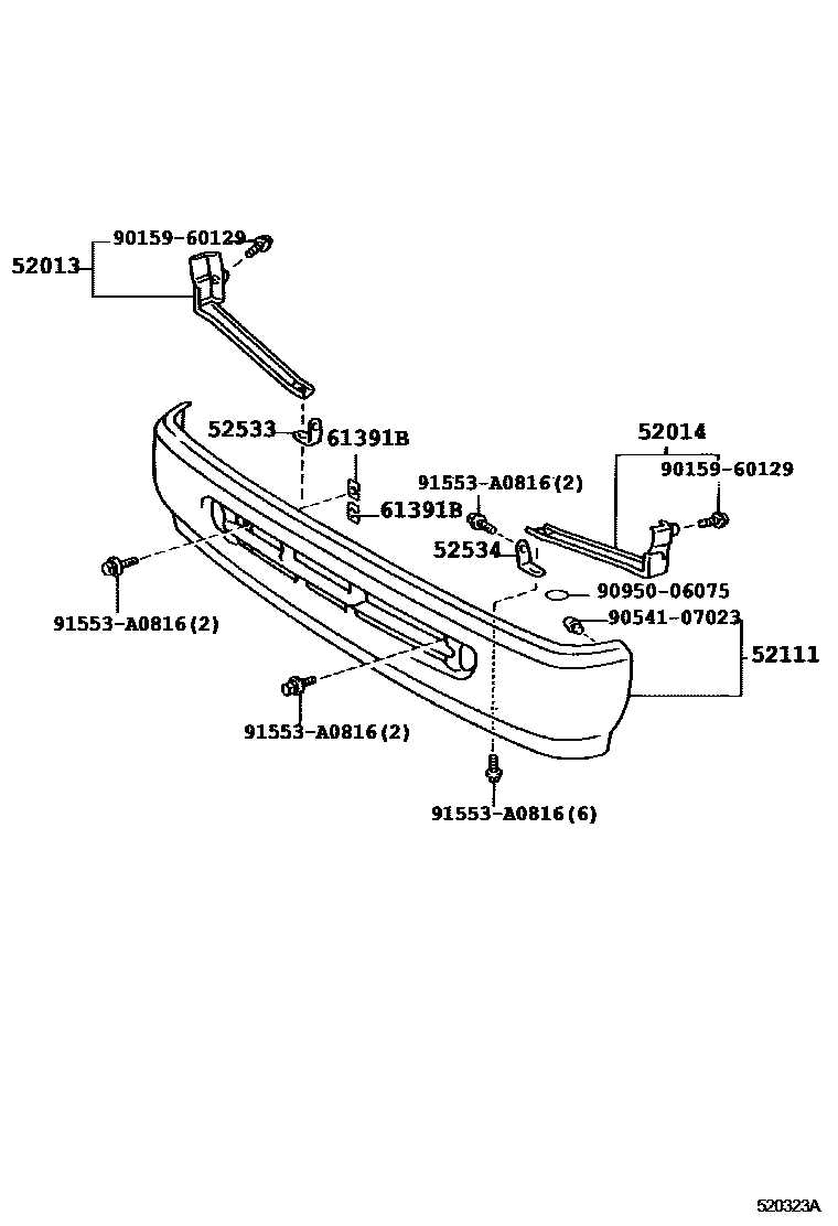 toyota tacoma front bumper parts diagram