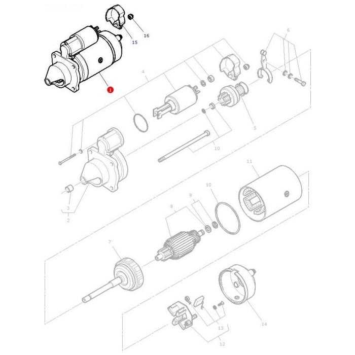 parts of a starter motor diagram