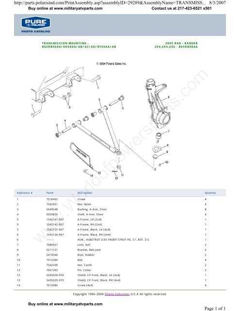 polaris ranger parts diagram