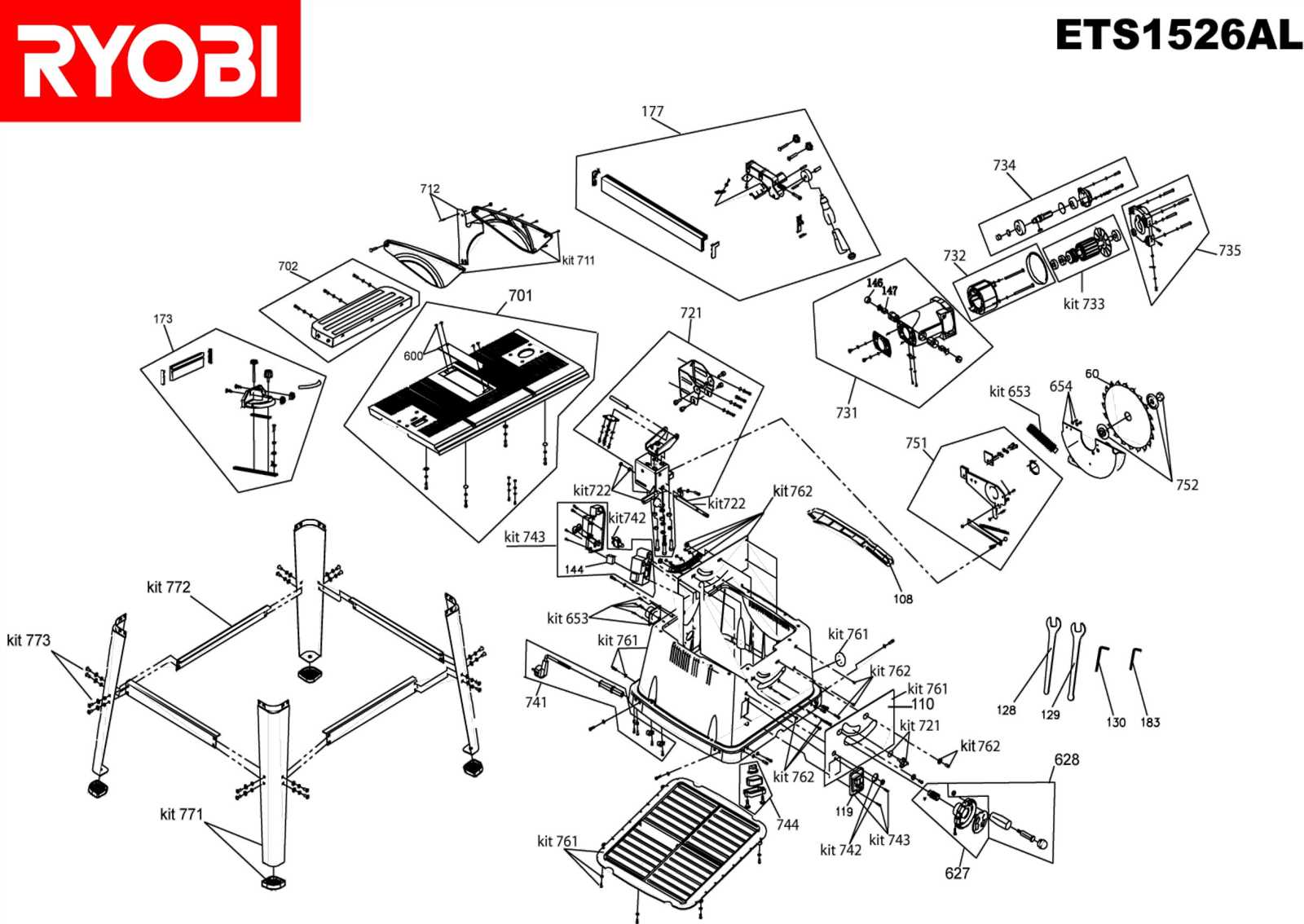 ryobi table saw parts diagram