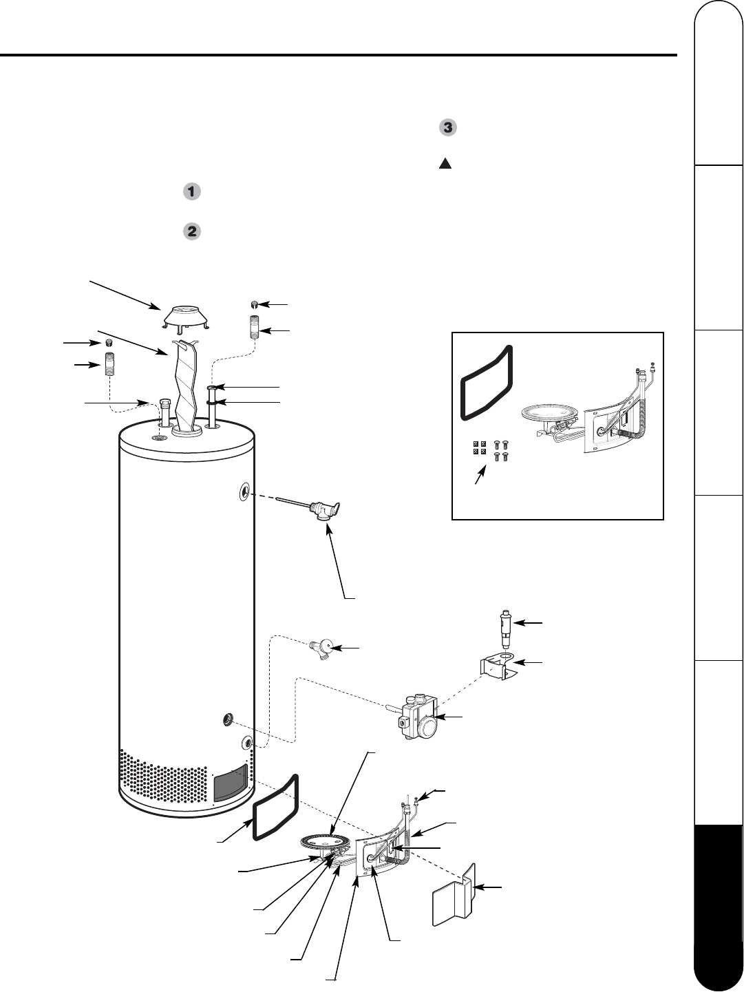 parts of water heater diagram