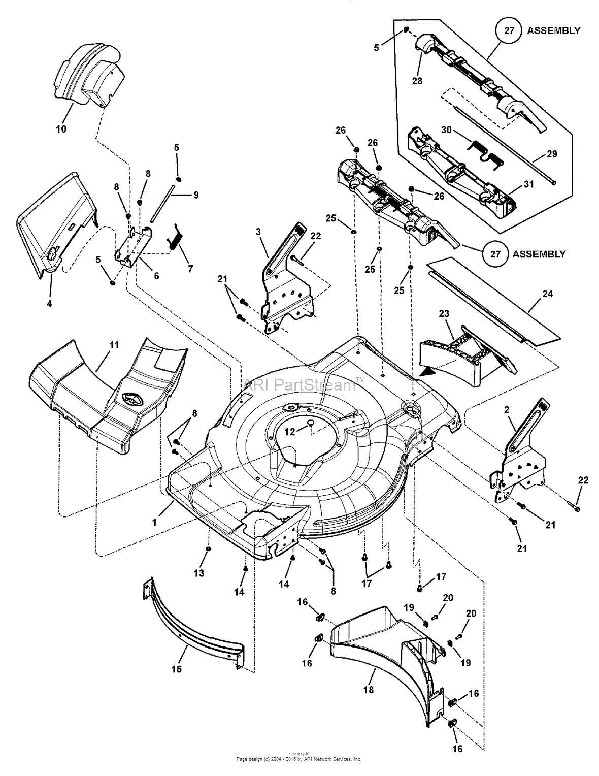 piranha 44 mulching deck parts diagram