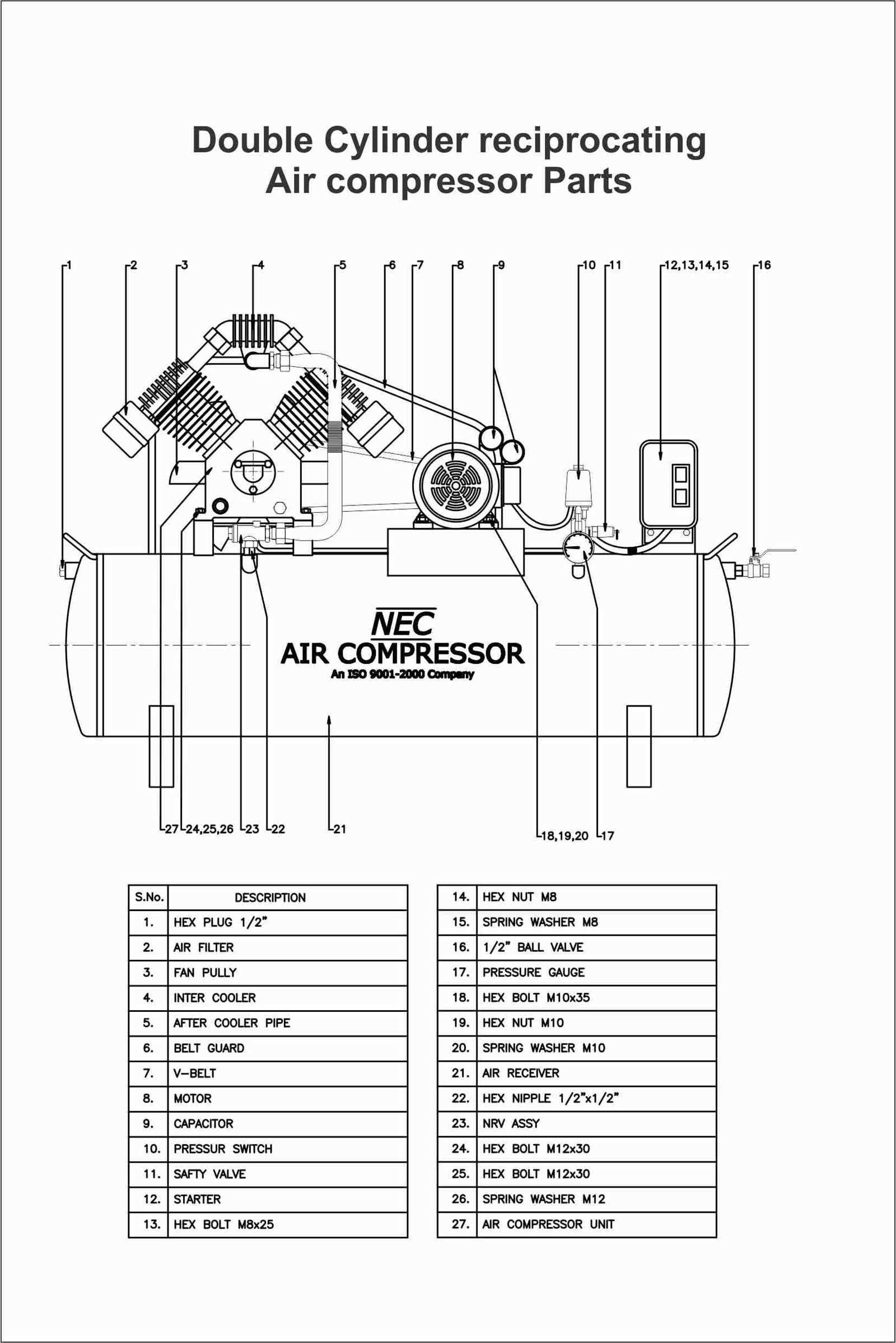 reciprocating compressor parts diagram