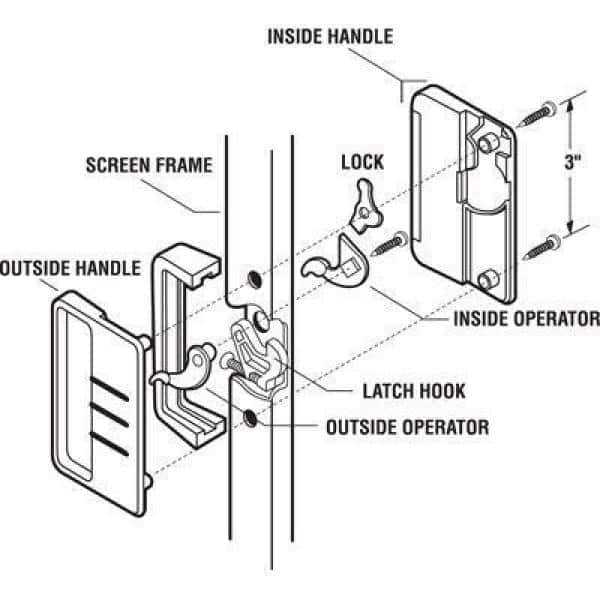 screen door handle parts diagram