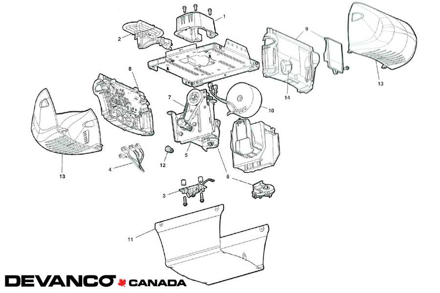 parts of garage door opener diagram