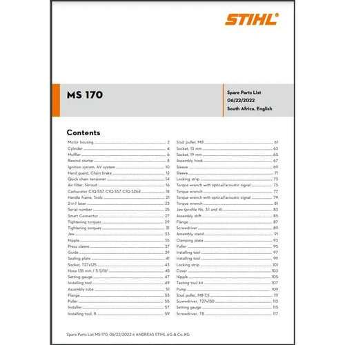 stihl ms170 parts diagram