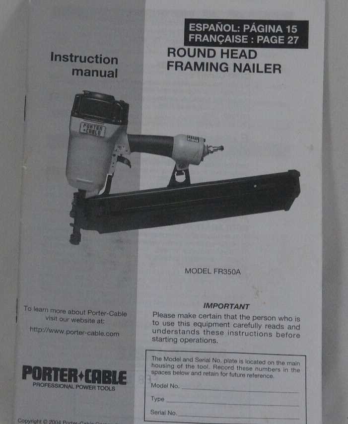 porter cable fr350a parts diagram