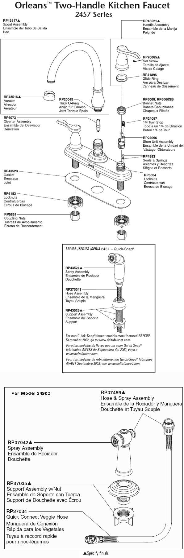 two handle kitchen faucet parts diagram