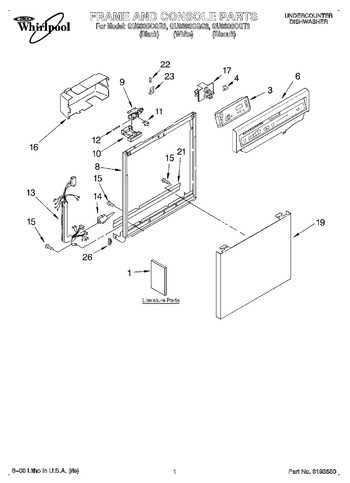 whirlpool dishwasher door parts diagram