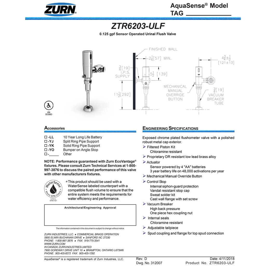 zurn flushometer parts diagram