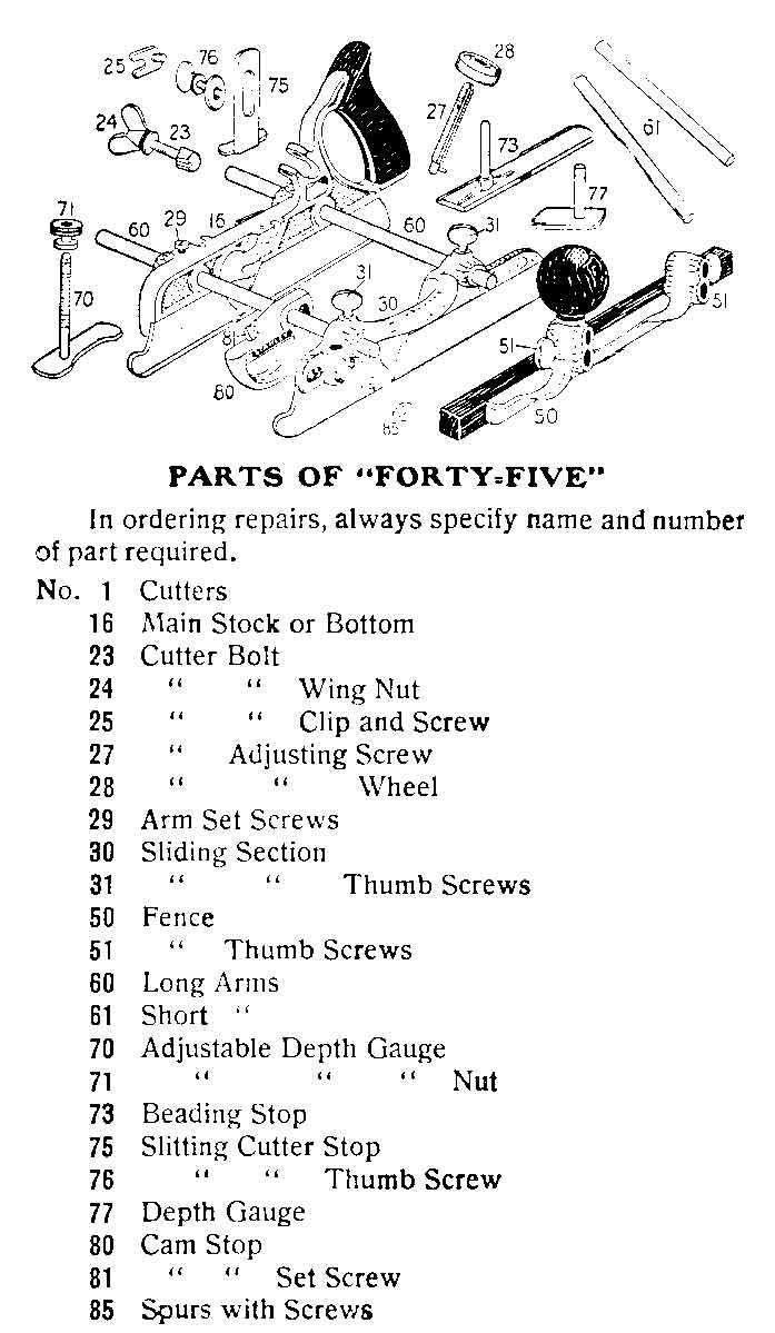 stanley plane parts diagram