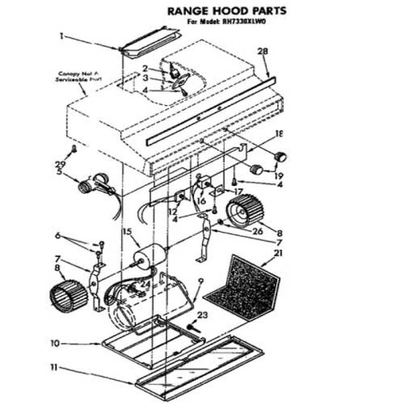 range hood parts diagram