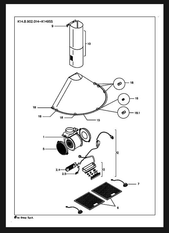 range hood parts diagram