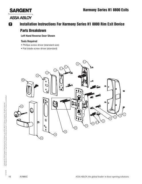 rim lock parts diagram