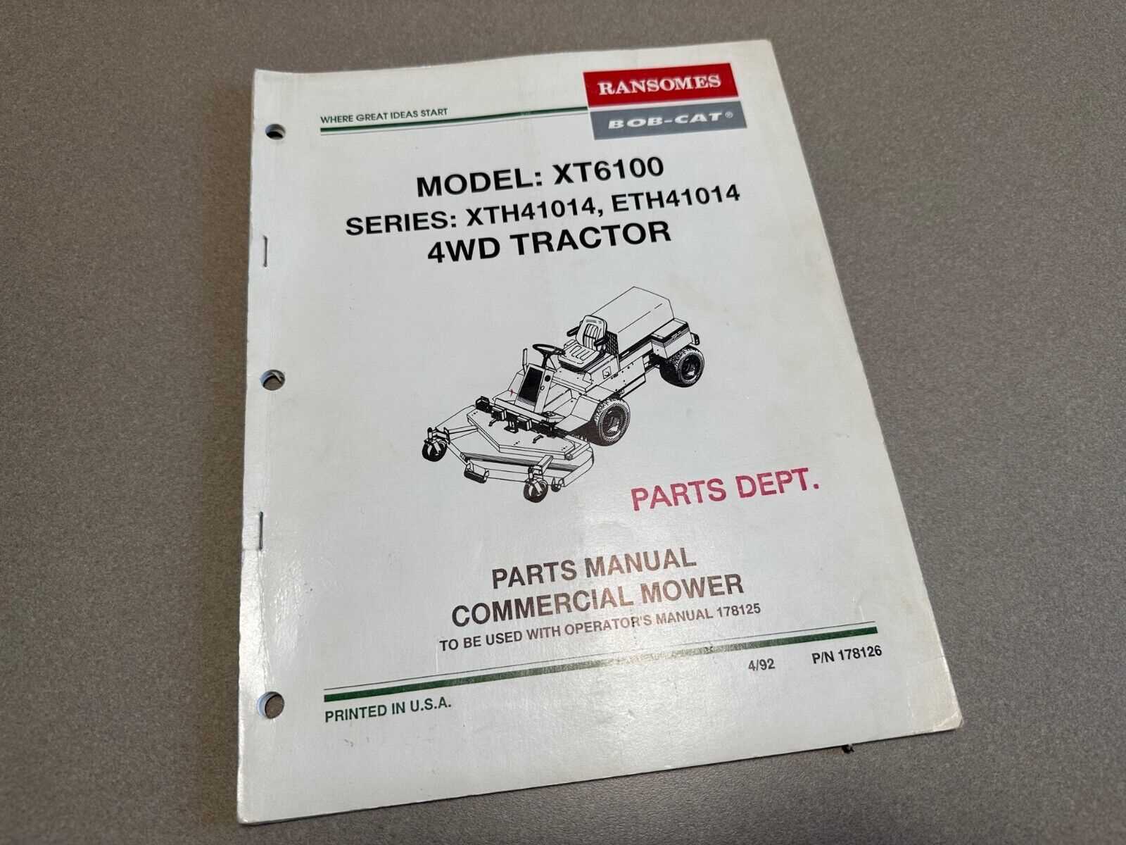 ransomes bobcat mower parts diagram